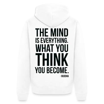 Buddha Mind Is Everything Zitattypografie - Unisex Premium Bio Zip Hoodie - Weiß - Hinten - Thijin (182cm)
