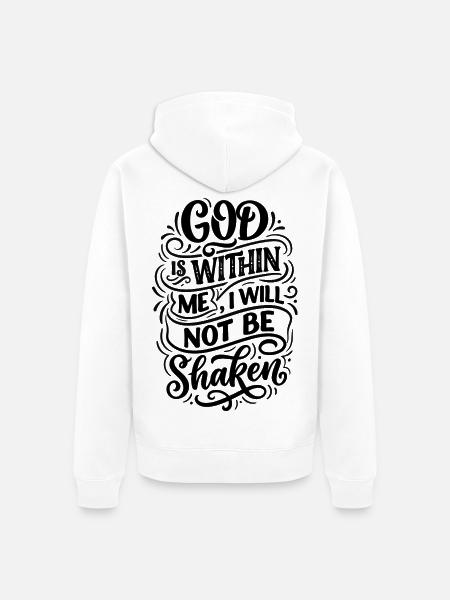 I_will_not_be_shaken - Unisex Premium Bio Zip Hoodie - Weiß