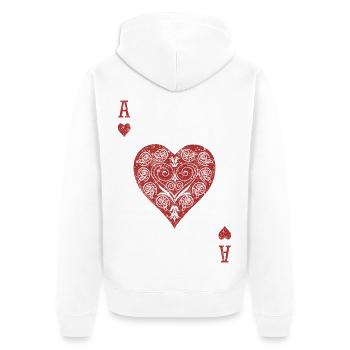 Herz-Ass ❤️ - Unisex Premium Bio Zip Hoodie - Weiß - Hinten - Thijin (182cm)