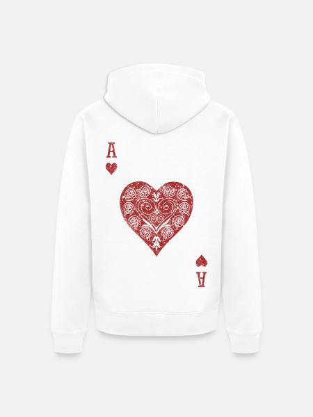 Herz-Ass ❤️ - Unisex Premium Bio Zip Hoodie - Weiß