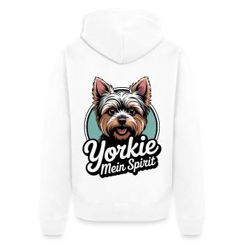 Yorkie Yorkshire Terrier mein Spirit Seelenhund - Unisex Premium Bio Zip Hoodie - Weiß - Hinten - Thijin (182cm)