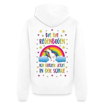 Inscription Licorne Bye Bye Rainbow School - Veste à capuche bio Premium Unisexe - blanc - Dos - Thijin (182cm)
