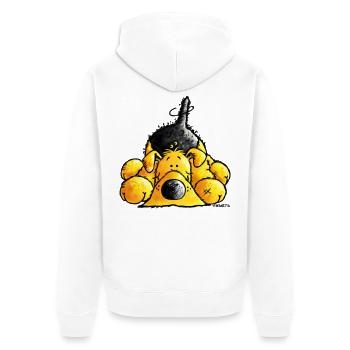 "Aron" - Airedale Terrier - dog cartoon- shirt - Unisex Premium Organic Zip Hoodie - white - Back - Thijin (182cm)