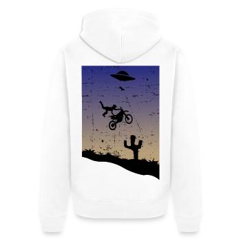 Motocross Stunt - Unisex Premium Bio Zip Hoodie - Weiß - Hinten - Thijin (182cm)