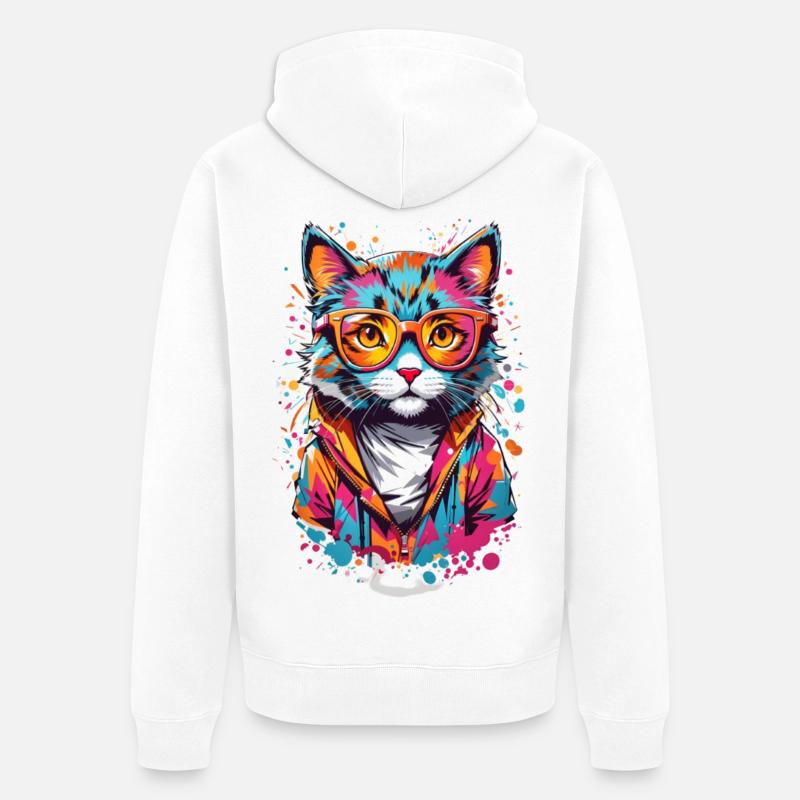 Chat mignon - Veste à capuche bio Premium Unisexe - blanc