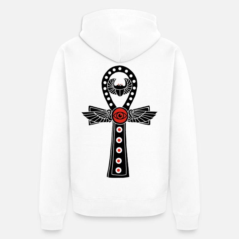 Croix de vie égyptienne (noir) - Veste à capuche bio Premium Unisexe - blanc
