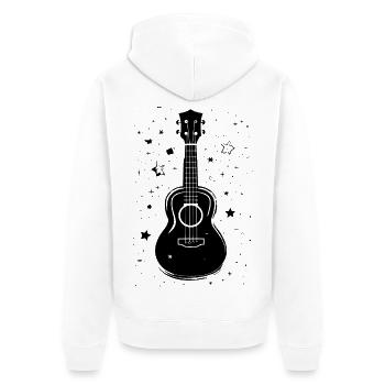 Ukulele Zeichnung - Unisex Premium Bio Zip Hoodie - Weiß - Hinten - Thijin (182cm)