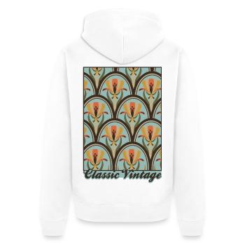 Classic Vintage – Art Nouveau Pattern - Unisex Premium Organic Zip Hoodie - white - Back - Thijin (182cm)