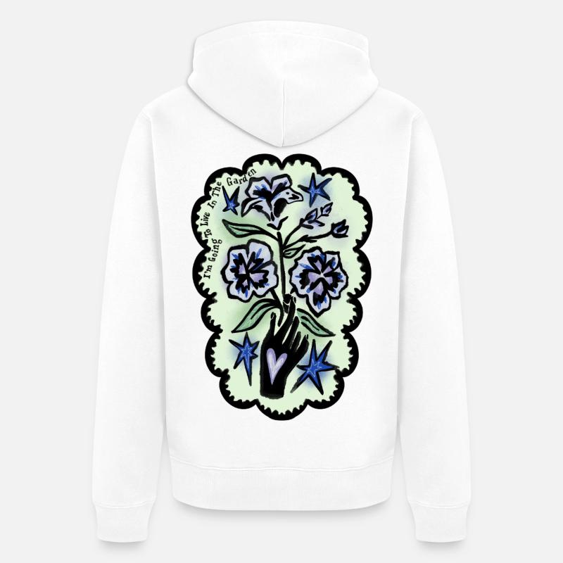 Je vais vivre dans le jardin - Veste à capuche bio Premium Unisexe - blanc