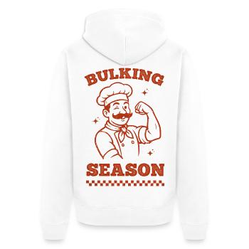 Saison de prise de masse - Veste à capuche bio Premium Unisexe - blanc - Dos - Thijin (182cm)