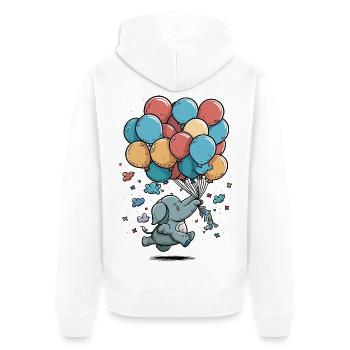 Ballon Elefant Fantasie - Unisex Premium Bio Zip Hoodie - Weiß - Hinten - Thijin (182cm)