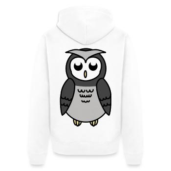 Eule - Unisex Premium Bio Zip Hoodie - Weiß - Hinten - Thijin (182cm)