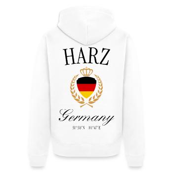Harz Wappen Krone – Brocken Reise Souvenir - Unisex Premium Bio Zip Hoodie - Weiß - Hinten - Thijin (182cm)