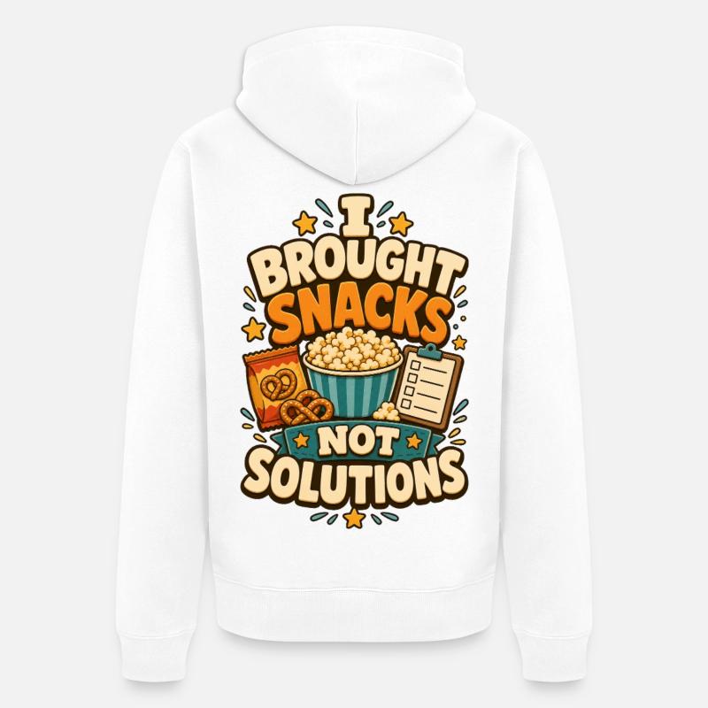 I Brought Snacks Not Solutions - Unisex Premium Organic Zip Hoodie - white