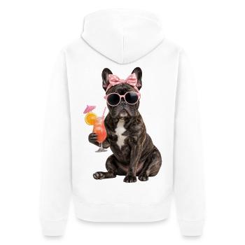 Cocktail d’été au bouledogue français - Veste à capuche bio Premium Unisexe - blanc - Dos - Thijin (182cm)
