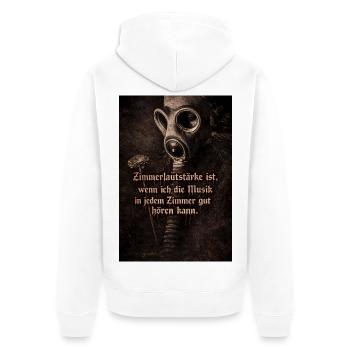 Gasmaske und Blume mit Spruch - Unisex Premium Bio Zip Hoodie - Weiß - Hinten - Thijin (182cm)
