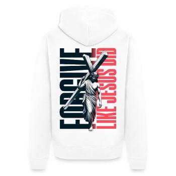 Forgive Like Jesus Did - Unisex Premium Bio Zip Hoodie - Weiß - Hinten - Thijin (182cm)