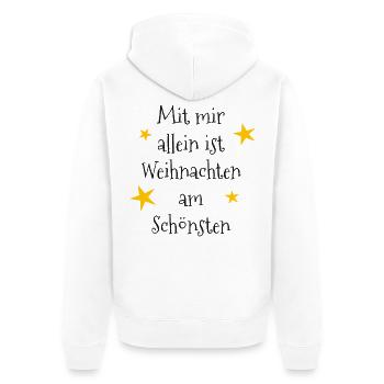 Mit mir allein ist Weihnachten am schönsten - Unisex Premium Bio Zip Hoodie - Weiß - Hinten - Thijin (182cm)