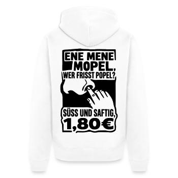 Popel Ene Mene Mopel - Unisex Premium Bio Zip Hoodie - Weiß - Hinten - Thijin (182cm)