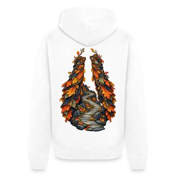 Geteilter Eichenlaub-Mantel am Funkenpfad - Unisex Premium Bio Zip Hoodie - Weiß - Hinten - Thijin (182cm)