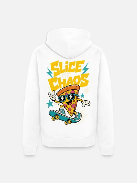 Skateboard-Pizza – Slice of Chaos - Unisex Premium Bio Zip Hoodie - Weiß