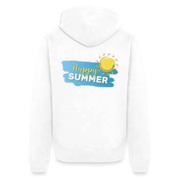 Summer Mode: ON - Unisex Premium Organic Zip Hoodie - white - Back - Thijin (182cm)