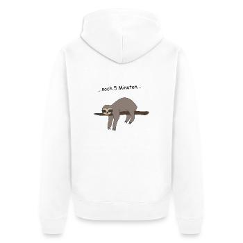 Faultier Schlafen Wecker - Unisex Premium Bio Zip Hoodie - Weiß - Hinten - Thijin (182cm)