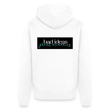 Bad Ideas Great Memories 02 - Unisex Premium Bio Zip Hoodie - Weiß - Hinten - Thijin (182cm)