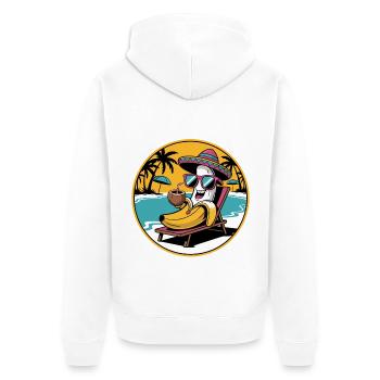 Funny banana with sunglasses on the beach - Unisex Premium Organic Zip Hoodie - white - Back - Thijin (182cm)