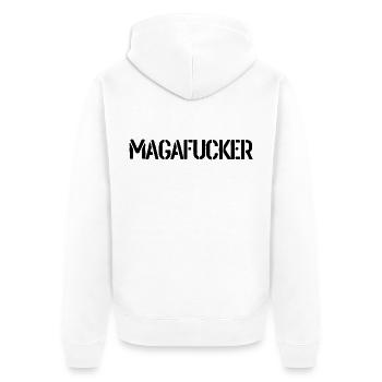 MagaFucker Type EuropeanWar Black - Unisex Premium Bio Zip Hoodie - Weiß - Hinten - Thijin (182cm)