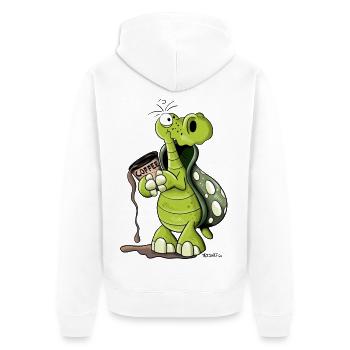 Schildkröte brauch Kaffee - Unisex Premium Bio Zip Hoodie - Weiß - Hinten - Thijin (182cm)