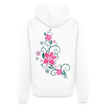 Blumenranke mit großen Blüten, flowers - Unisex Premium Bio Zip Hoodie - Weiß - Hinten - Thijin (182cm)