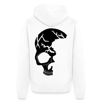 Black half-skull - Unisex Premium Organic Zip Hoodie - white - Back - Thijin (182cm)