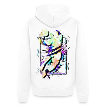 Basketballer - Basketball Spieler - Slamdunk - Unisex Premium Bio Zip Hoodie - Weiß - Hinten - Thijin (182cm)