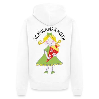Débutants à l’école 2026 - Fille avec cône d’école - Veste à capuche bio Premium Unisexe - blanc - Dos - Thijin (182cm)