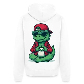 Vibrations de cœur de dinosaure - Veste à capuche bio Premium Unisexe - blanc - Dos - Thijin (182cm)