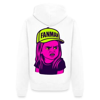 FANMAN Pop-Art-Mädchen mit Cap - Unisex Premium Bio Zip Hoodie - Weiß - Hinten - Thijin (182cm)