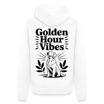 Stimmung zur Goldenen Stunde - Unisex Premium Bio Zip Hoodie - Weiß - Hinten - Thijin (182cm)