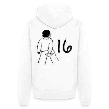 16e anniversaire - 16 ans - Veste à capuche bio Premium Unisexe - blanc - Dos - Thijin (182cm)