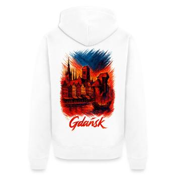 Gdansk Gdańsk, ville de Gdańsk, Pologne, Don patriotique de la Polska - Veste à capuche bio Premium Unisexe - blanc - Dos - Thijin (182cm)