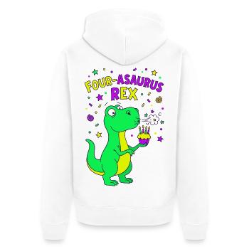 4e anniversaire du Quatre-Asaurus Rex - Veste à capuche bio Premium Unisexe - blanc - Dos - Thijin (182cm)
