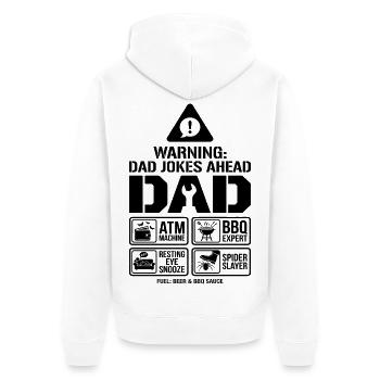 Warning Dad Jokes Ahead Father - Unisex Premium Organic Zip Hoodie - white - Back - Thijin (182cm)