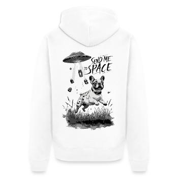 Funny French Bulldog T-Shirt - Unisex Premium Organic Zip Hoodie - white - Back - Thijin (182cm)