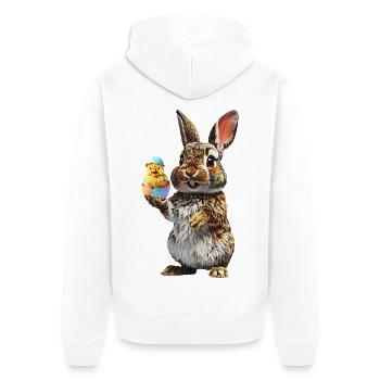Hare - Unisex Premium Organic Zip Hoodie - white - Back - Thijin (182cm)