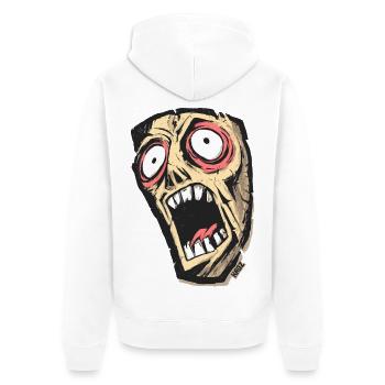 Psychedelischer Schreiender Schädel - Unisex Premium Bio Zip Hoodie - Weiß - Hinten - Thijin (182cm)