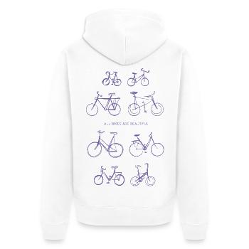 Tous les vélos sont sympas | Tous les vélos sont magnifiques - Veste à capuche bio Premium Unisexe - blanc - Dos - Thijin (182cm)