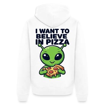 I Want To Believe In Pizza Alien - Unisex Premium Bio Zip Hoodie - Weiß - Hinten - Thijin (182cm)