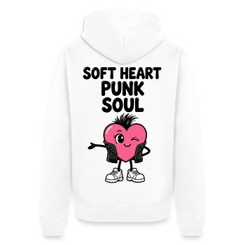 Weiches Herz mit Punkseele - Unisex Premium Bio Zip Hoodie - Weiß - Hinten - Thijin (182cm)