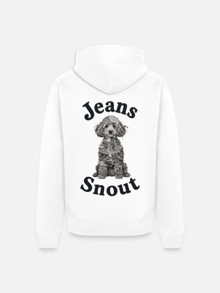 Grauer Pudel im Jeansflicken-Stil - Unisex Premium Bio Zip Hoodie - Weiß