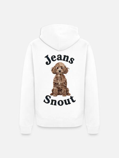 Hellbrauner Pudel im Jeansflicken-Stil - Unisex Premium Bio Zip Hoodie - Weiß